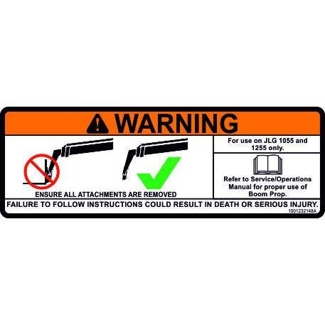 JLG Part # 1001232148 - DECAL. WARNING BOOM PROP