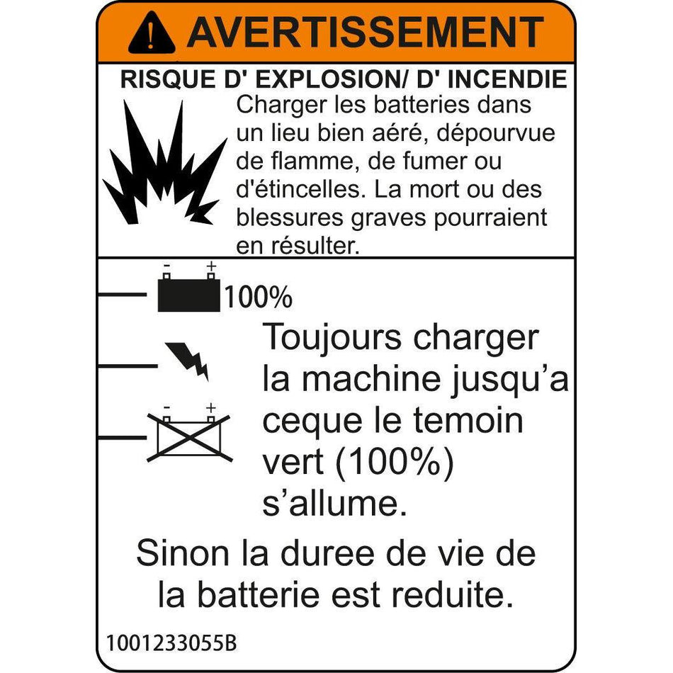 JLG Part # 1001233055 - DECAL. BAT. CHARGING INSTR