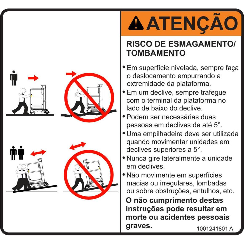 JLG Part # 1001241801 - DECAL. CRUSHING & TIPPING (POR)