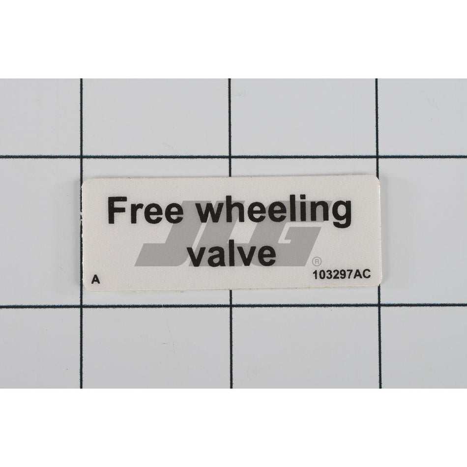 Skyjack Part # 103297 - Label. VL. Free Wheel