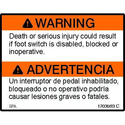 JLG Part # 1703983 - DECAL. FOOT SWITCH (DOM2)