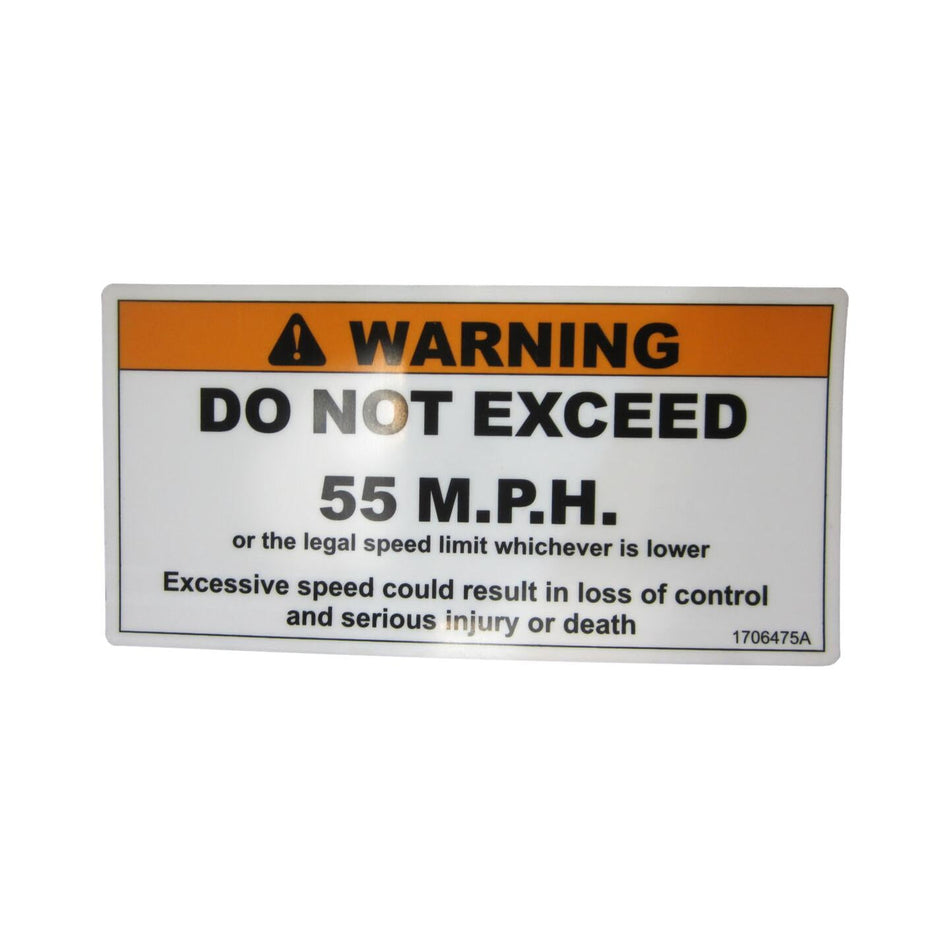 JLG Part # 1706475 - DECAL. SPEED LIMIT 55MPH