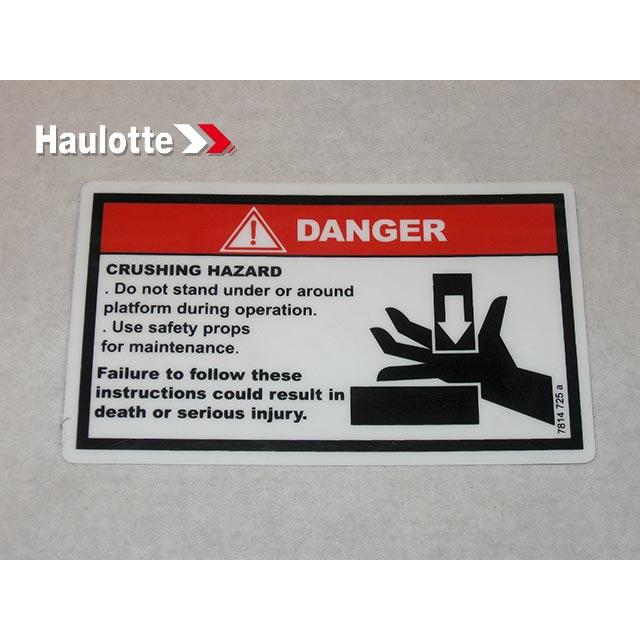 Haulotte Part # 3078147250 - BODY CRUSHING LABEL – RQ Parts