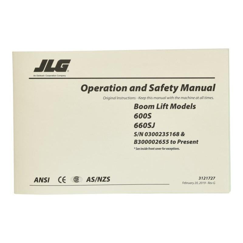 JLG Part # 3121727 - 600S GBL OPER