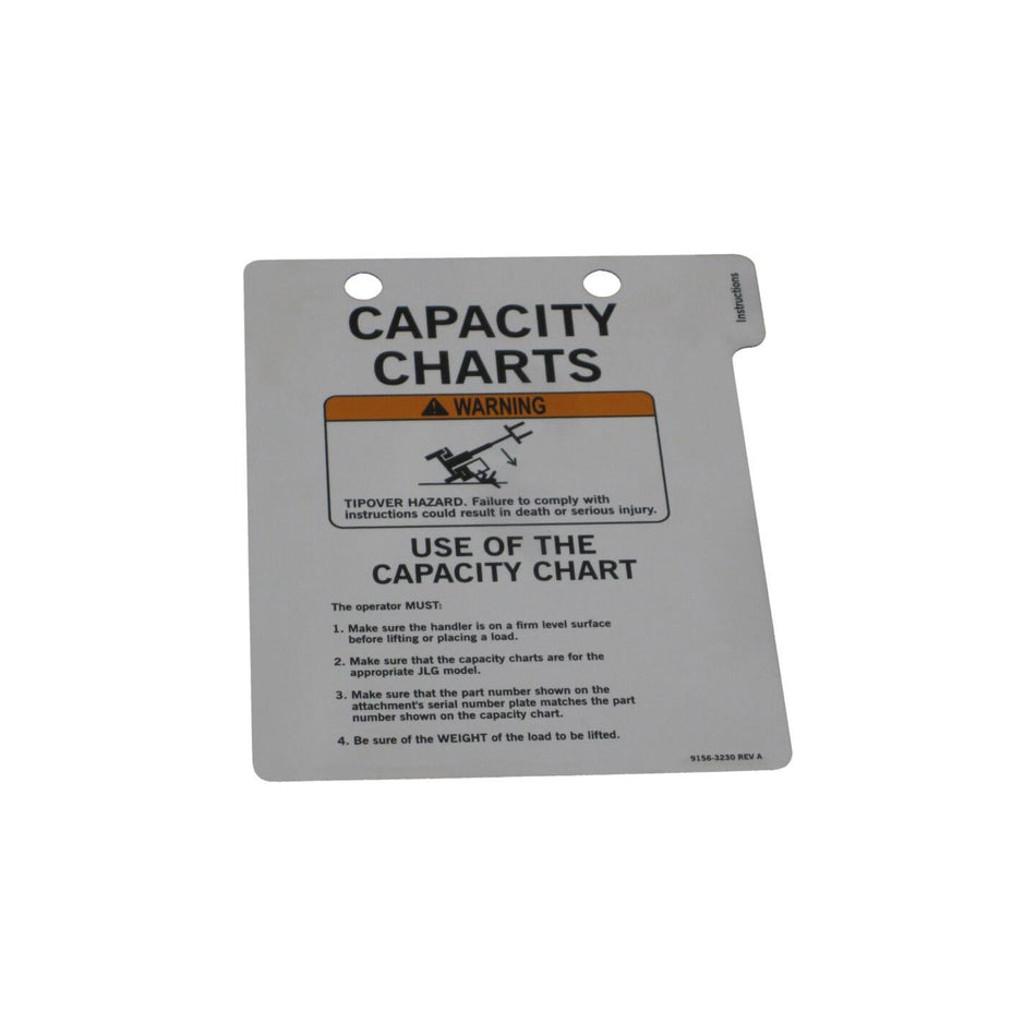 JLG Part # 91563230 - COVER. CAP CHART