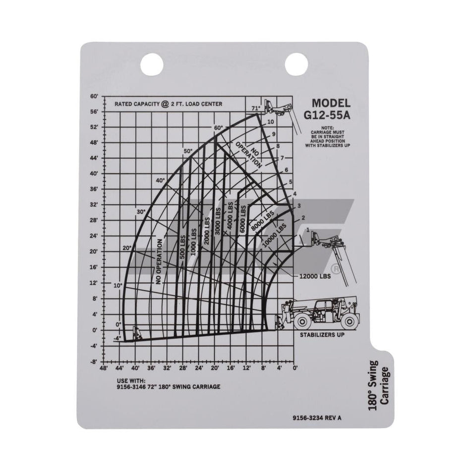 JLG Part # 91563234 - DECAL. CAP CHART G12-55A