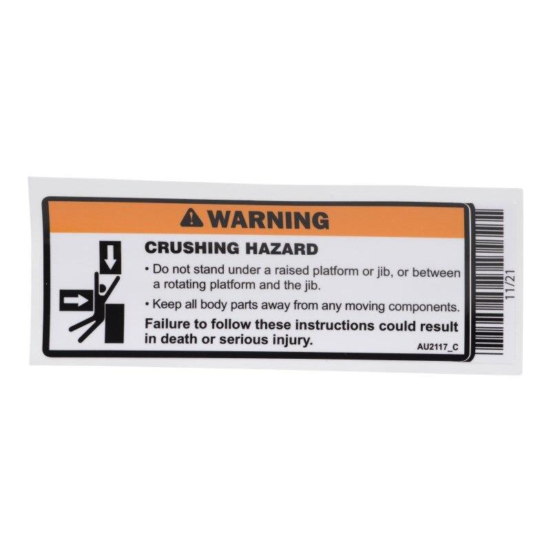 JLG Part # AU2117 - DECAL. CRUSHING HAZARD