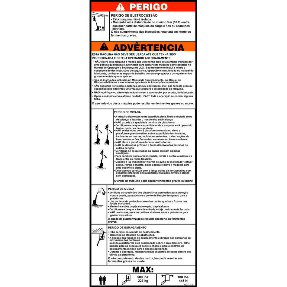 JLG Part # AU2153 - DECAL. LOAD&SAFETY INSTRUCTIONS