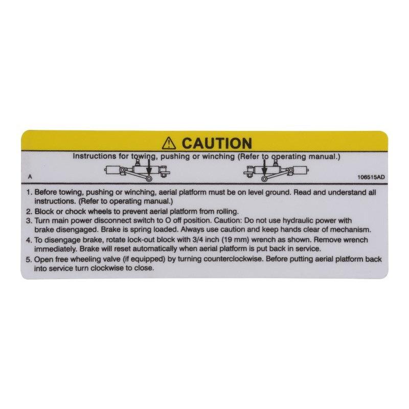 Skyjack Part # 106515 - Label. VL. Caution Brake