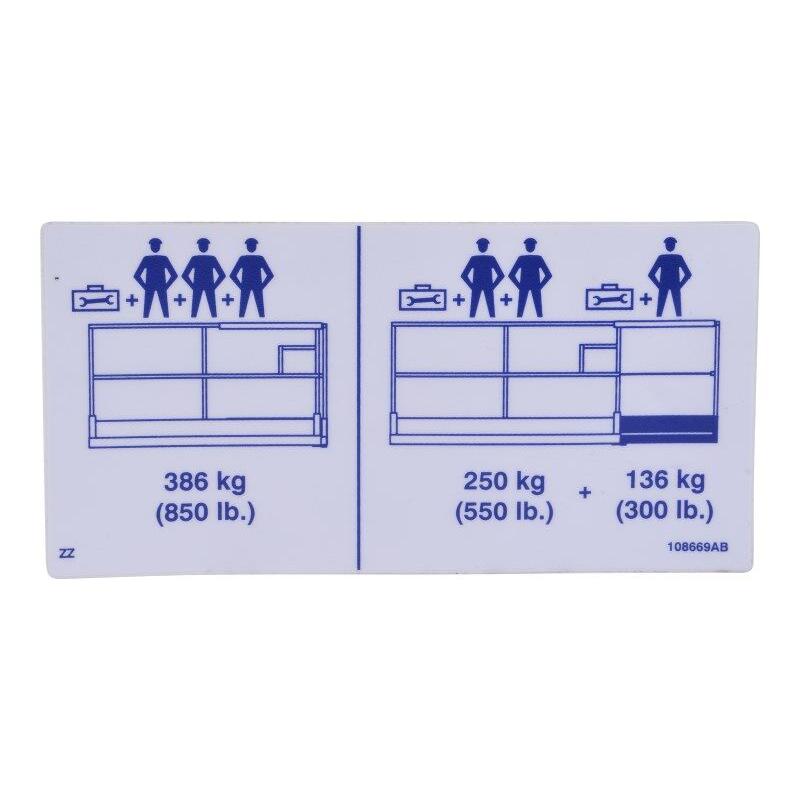 Skyjack Part # 108669 - Label. VL. Platform 850 LBS